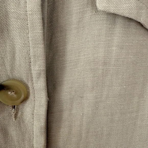 Gerard Darel Paris 100% Linen Oatmeal Light Tan Blazer Utility Jacket Size 14 - Picture 15 of 15
